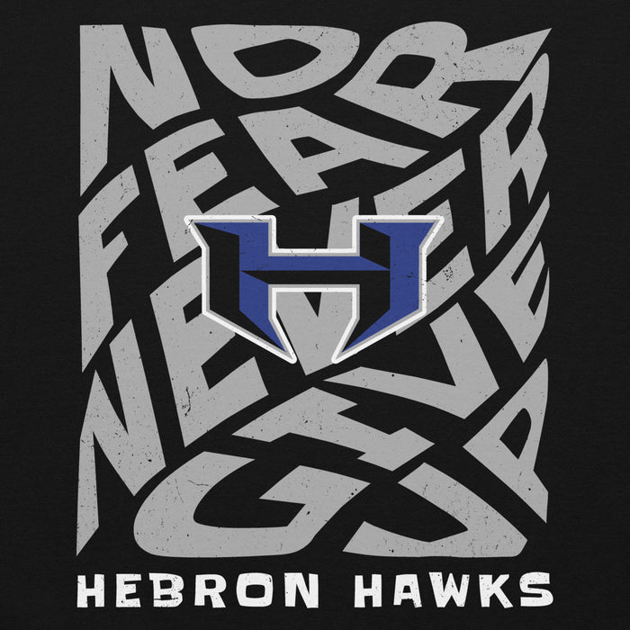 Close-up view of Hebron High School Hawks Black Classic Unisex Hoodie 236