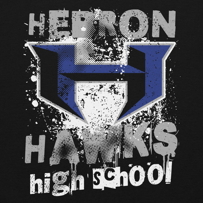 Close-up view of Hebron High School Hawks Black Classic Unisex Hoodie 205