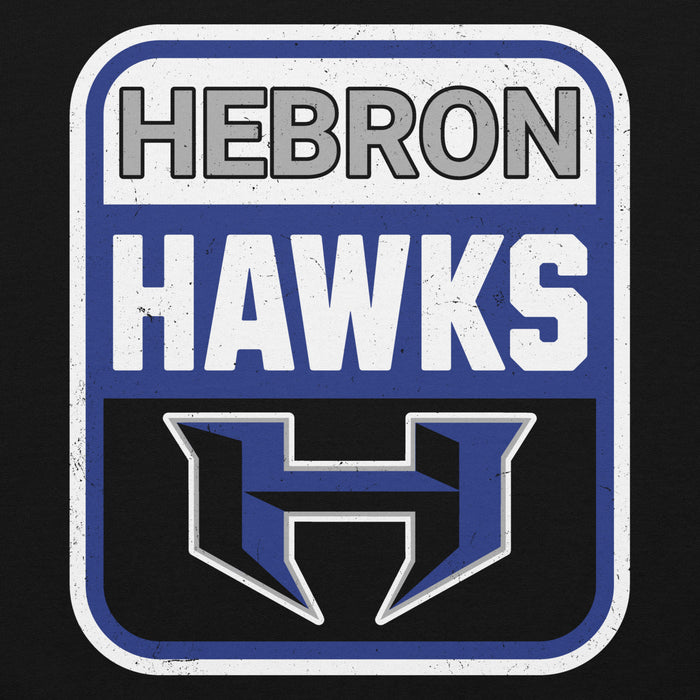 Close-up view of Hebron High School Hawks Black Classic Unisex Hoodie 001