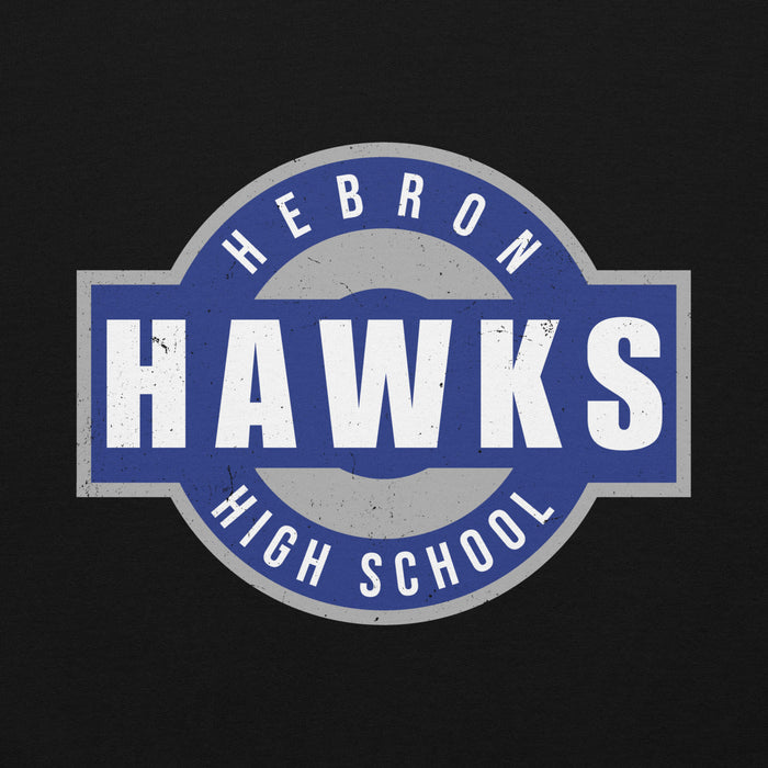 Close-up view of Hebron High School Hawks Black Classic Unisex Hoodie 011