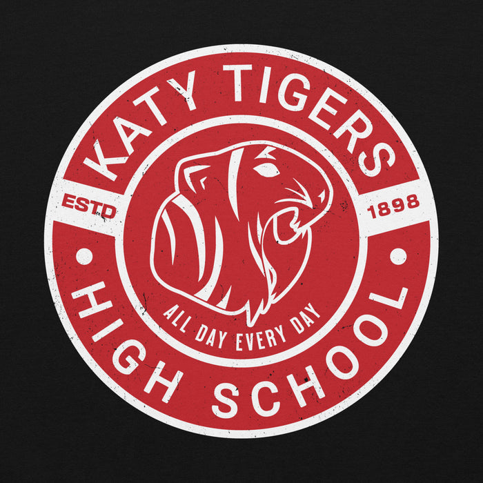 Close-up view of Katy High School Tigers Black Classic Unisex Hoodie 239