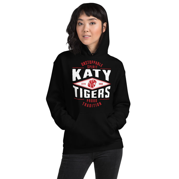 Woman wearing Katy High School Tigers Black Classic Unisex Hoodie 210