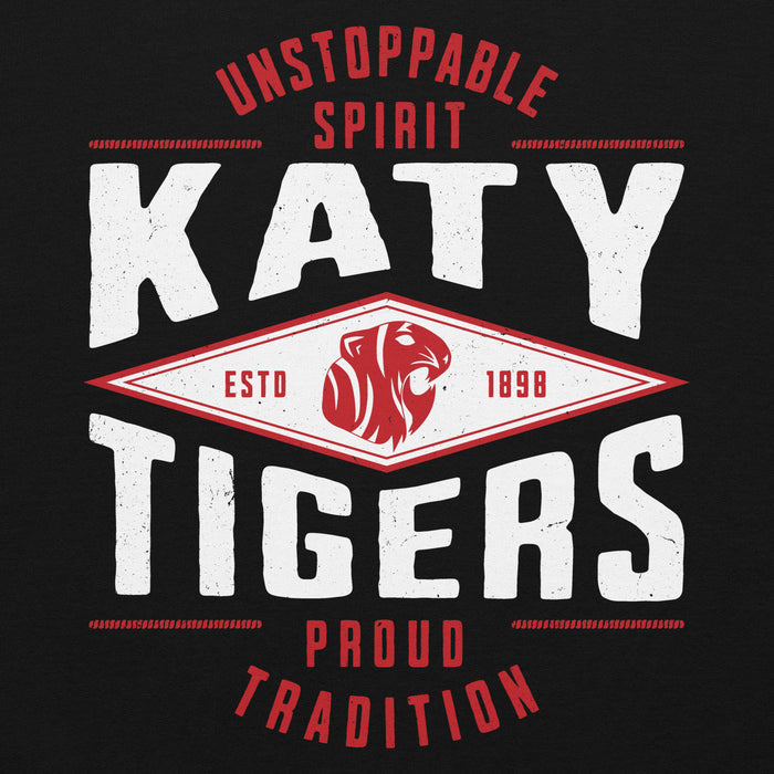 Close-up view of Katy High School Tigers Black Classic Unisex Hoodie 210