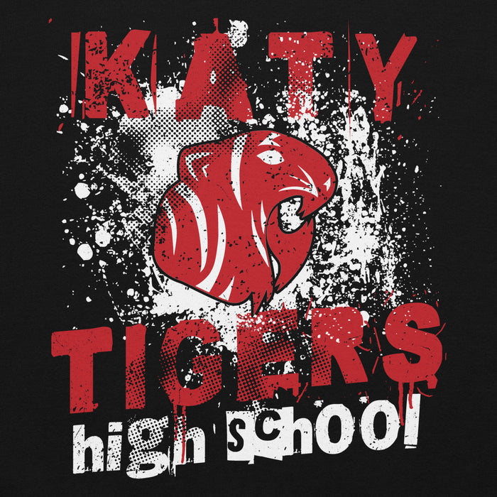 Close-up view of Katy High School Tigers Black Classic Unisex Hoodie 205