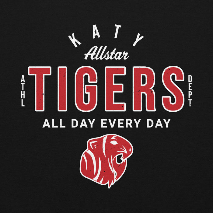 Close-up view of Katy High School Tigers Black Classic Unisex Hoodie 040