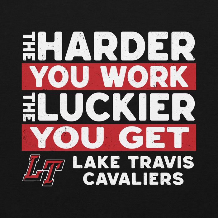 Close-up view of Lake Travis High School Cavaliers Black Classic Unisex Hoodie 238