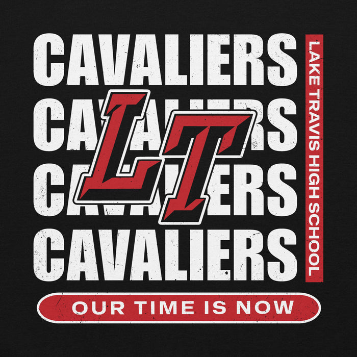 Close-up view of Lake Travis High School Cavaliers Black Classic Unisex Hoodie 235