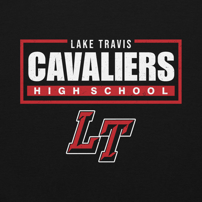 Close-up view of Lake Travis High School Cavaliers Black Classic Unisex Hoodie 049