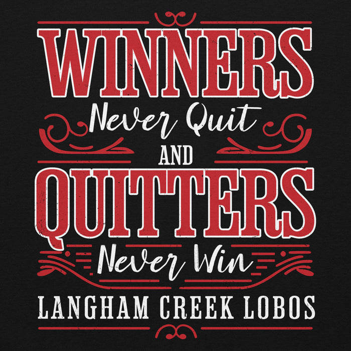 Close-up view of Langham Creek High School Lobos Black Classic Unisex Hoodie 237