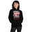 Woman wearing Langham Creek High School Lobos Black Classic Unisex Hoodie 232