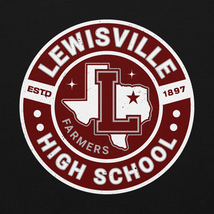 Close-up view of Lewisville High School Farmers Black Classic Unisex Hoodie 239