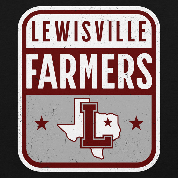 Close-up view of Lewisville High School Farmers Black Classic Unisex Hoodie 001