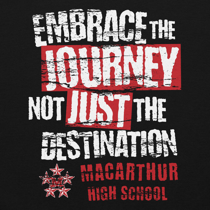 Close-up view of MacArthur High School Generals Black Classic Unisex Hoodie 232