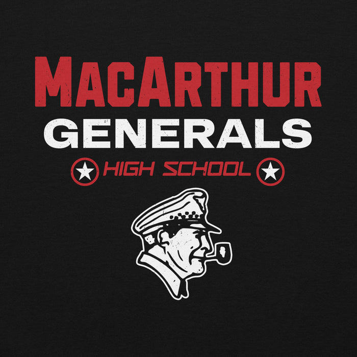 Close-up view of MacArthur High School Generals Black Classic Unisex Hoodie 003
