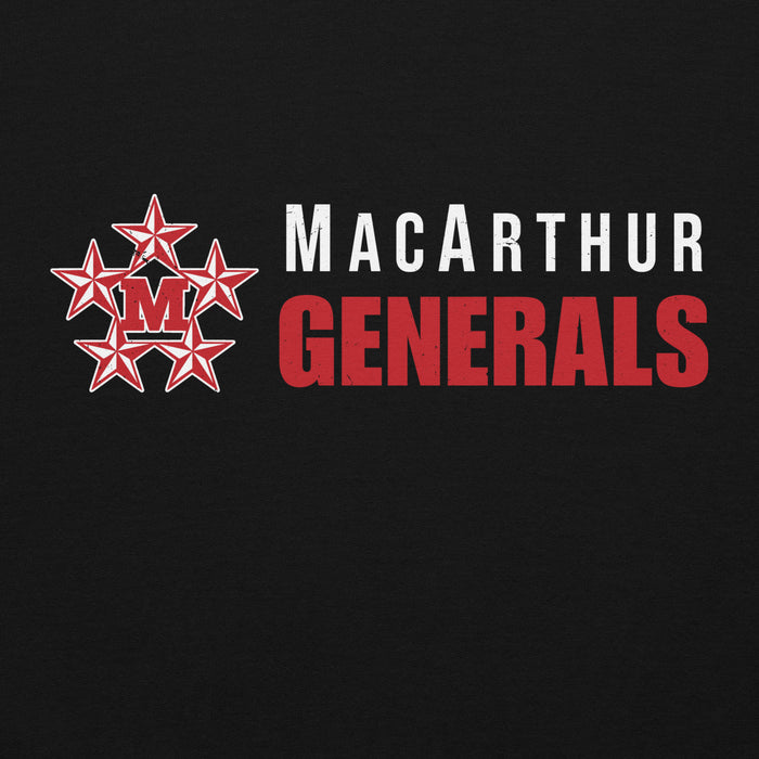 Close-up view of MacArthur High School Generals Black Classic Unisex Hoodie 200