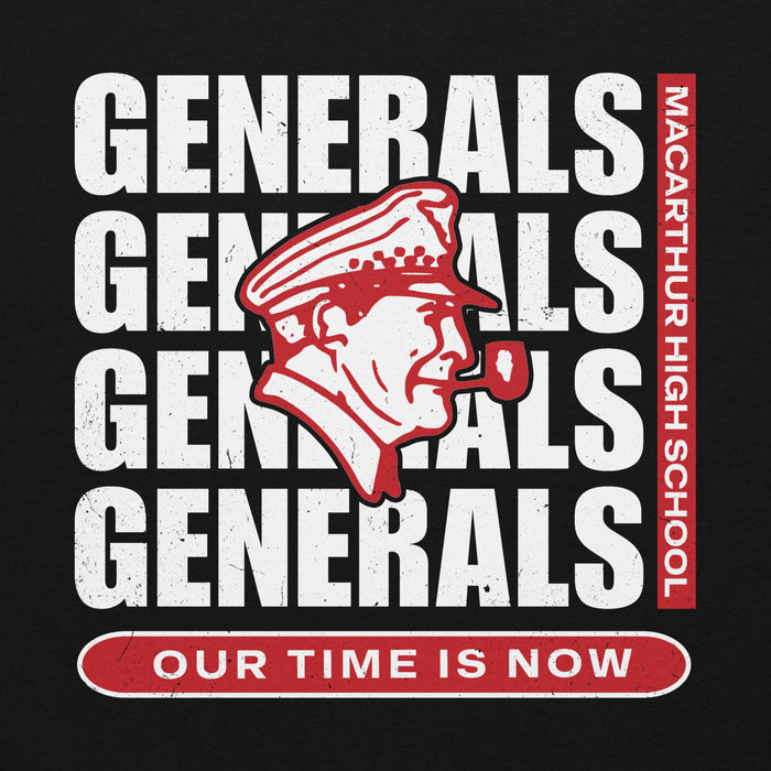 Close-up view of MacArthur High School Generals Black Classic Unisex Hoodie 235