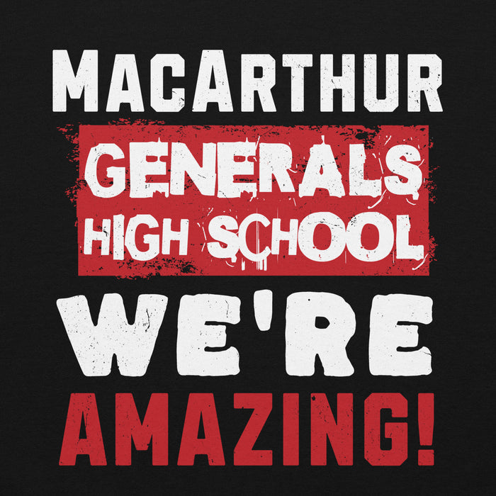 Close-up view of MacArthur High School Generals Black Classic Unisex Hoodie 231