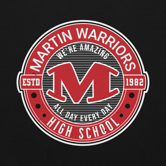 Close-up view of Martin High School Warriors Black Classic Unisex Hoodie 224