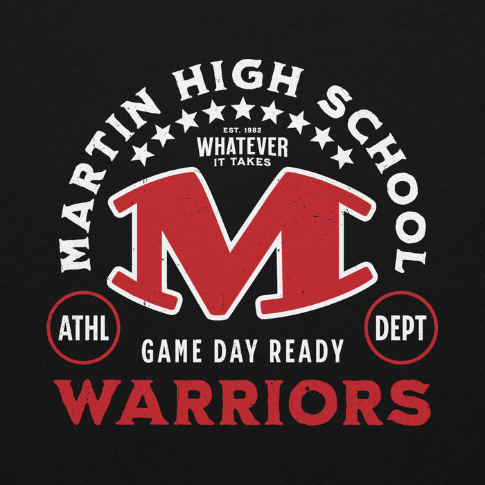 Close-up view of Martin High School Warriors Black Classic Unisex Hoodie 208