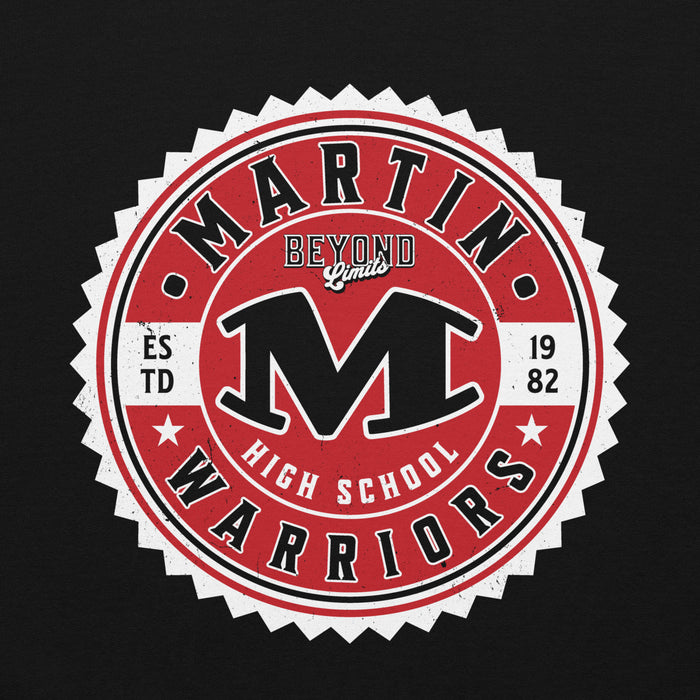 Close-up view of Martin High School Warriors Black Classic Unisex Hoodie 203