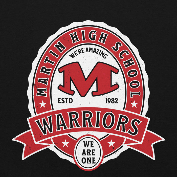 Close-up view of Martin High School Warriors Black Classic Unisex Hoodie 212