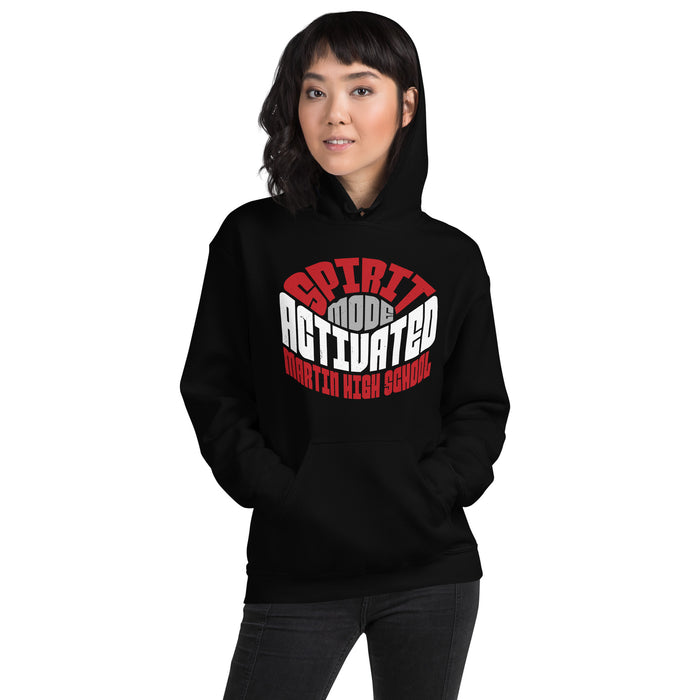 Woman wearing Martin High School Warriors Black Classic Unisex Hoodie 242