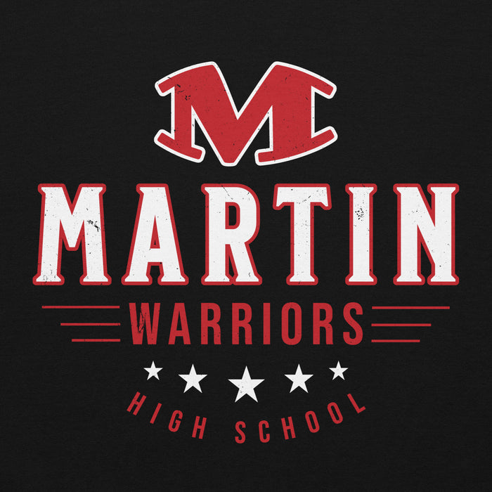 Close-up view of Martin High School Warriors Black Classic Unisex Hoodie 217