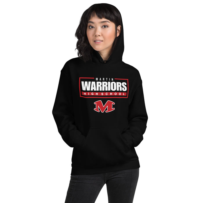 Woman wearing Martin High School Warriors Black Classic Unisex Hoodie 049