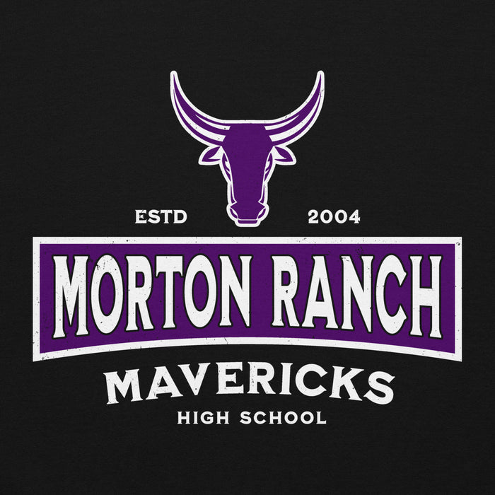 Close-up view of Morton Ranch High School Mavericks Black Classic Unisex Hoodie 202