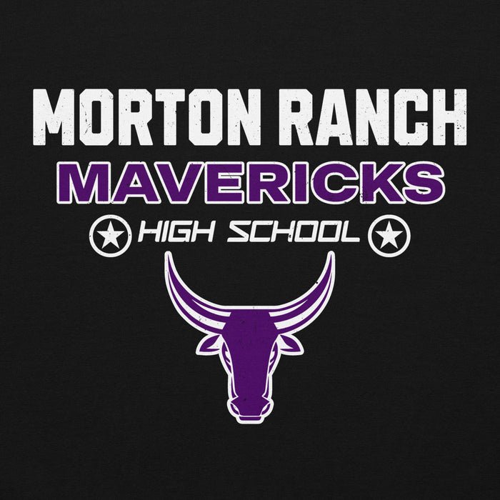 Close-up view of Morton Ranch High School Mavericks Black Classic Unisex Hoodie 003