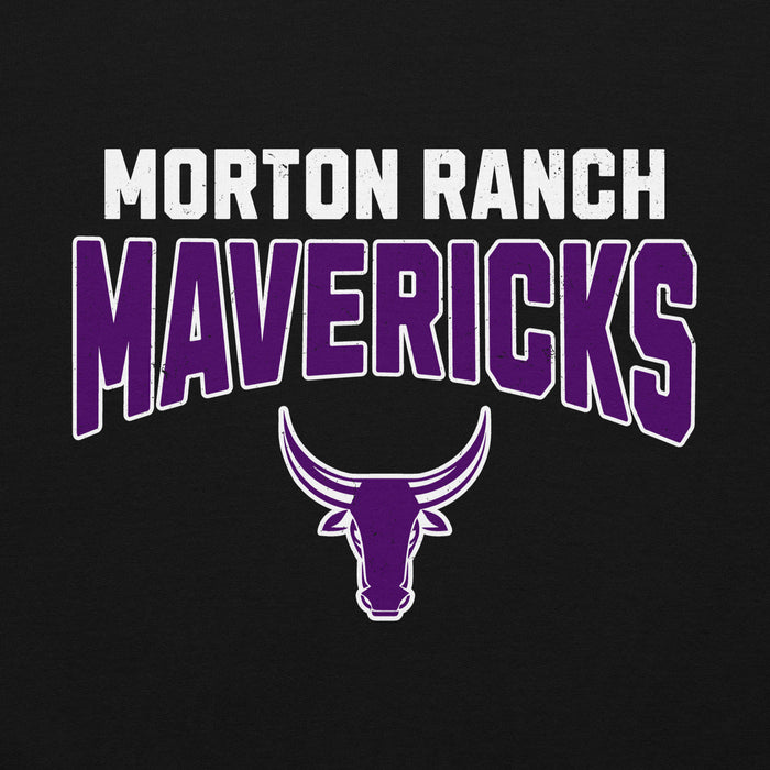 Close-up view of Morton Ranch High School Mavericks Black Classic Unisex Hoodie 234