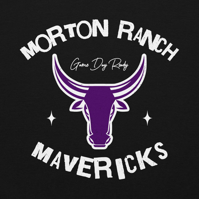 Close-up view of Morton Ranch High School Mavericks Black Classic Unisex Hoodie 228