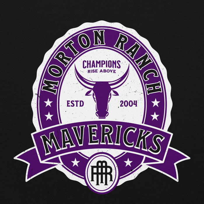 Close-up view of Morton Ranch High School Mavericks Black Classic Unisex Hoodie 212