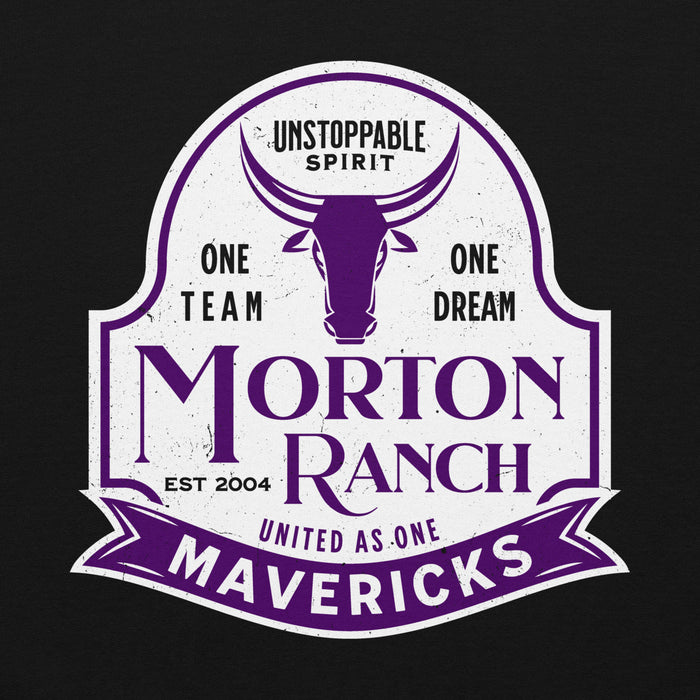 Close-up view of Morton Ranch High School Mavericks Black Classic Unisex Hoodie 219