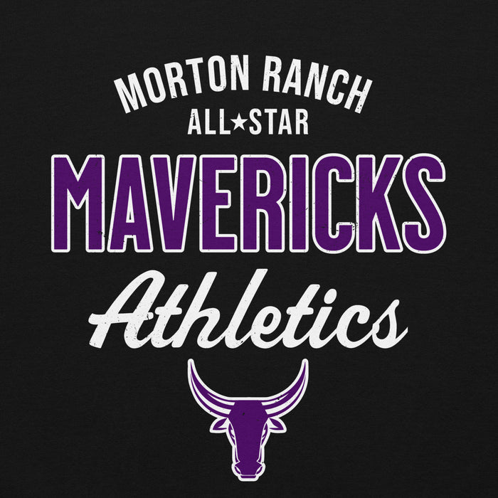 Close-up view of Morton Ranch High School Mavericks Black Classic Unisex Hoodie 034