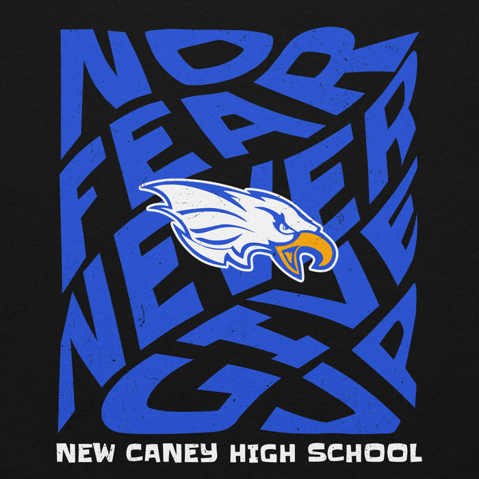 Close-up view of New Caney High School Eagles Black Classic Unisex Hoodie 236