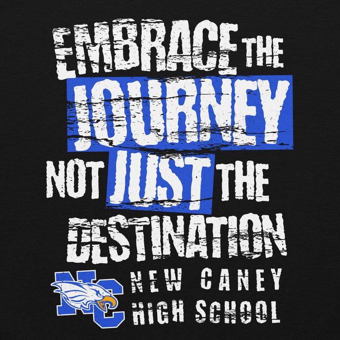 Close-up view of New Caney High School Eagles Black Classic Unisex Hoodie 232