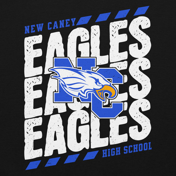 Close-up view of New Caney High School Eagles Black Classic Unisex Hoodie 223
