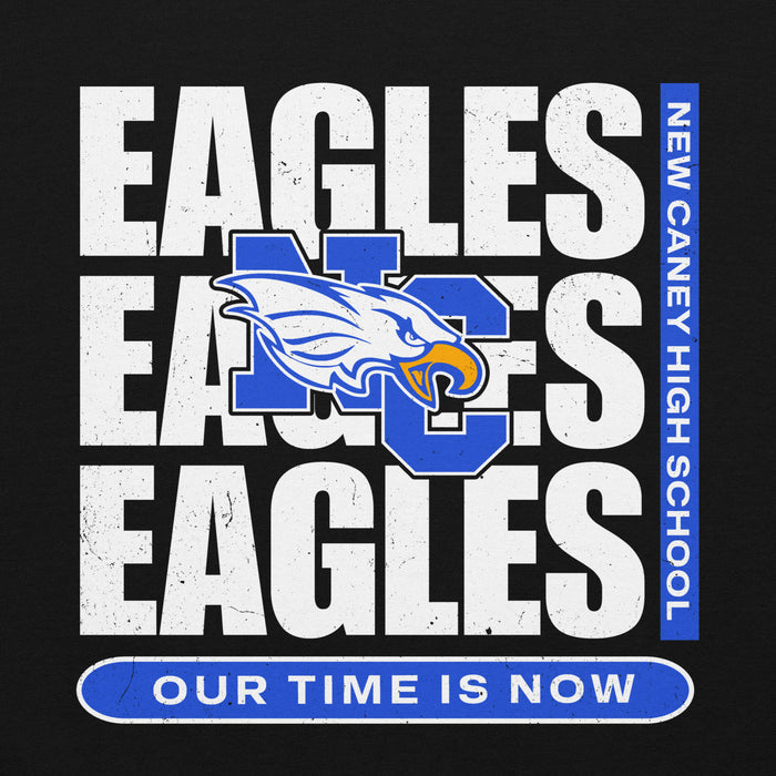 Close-up view of New Caney High School Eagles Black Classic Unisex Hoodie 235