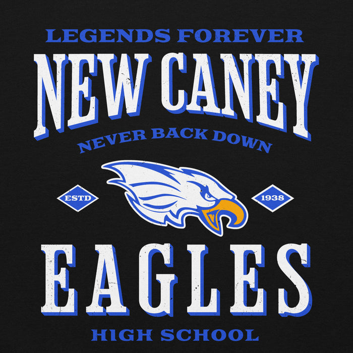 Close-up view of New Caney High School Eagles Black Classic Unisex Hoodie 230