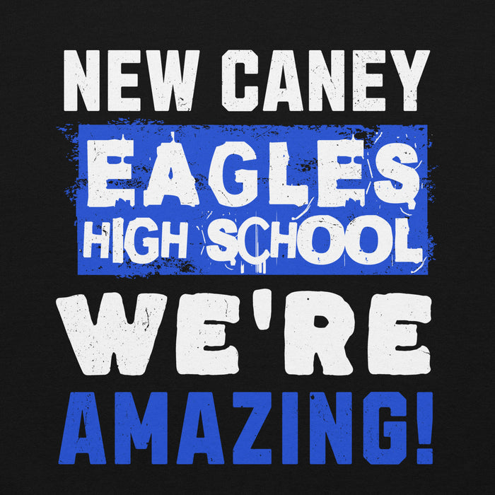 Close-up view of New Caney High School Eagles Black Classic Unisex Hoodie 231