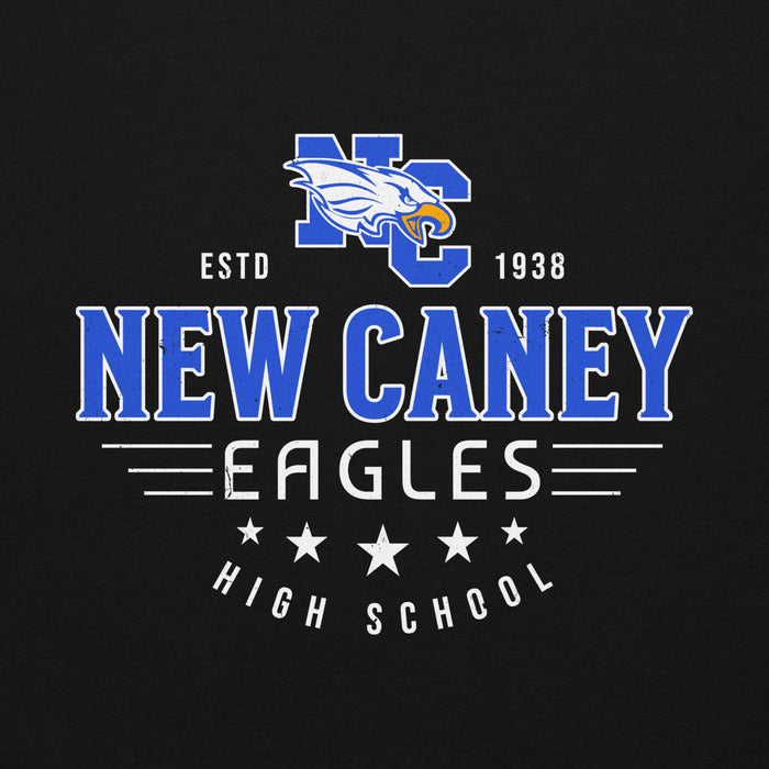 Close-up view of New Caney High School Eagles Black Classic Unisex Hoodie 217