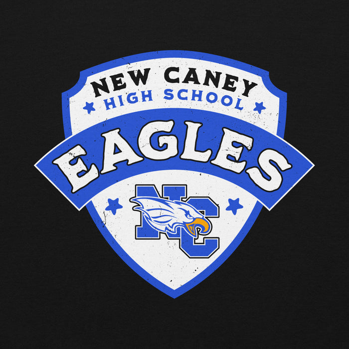 Close-up view of New Caney High School Eagles Black Classic Unisex Hoodie 221