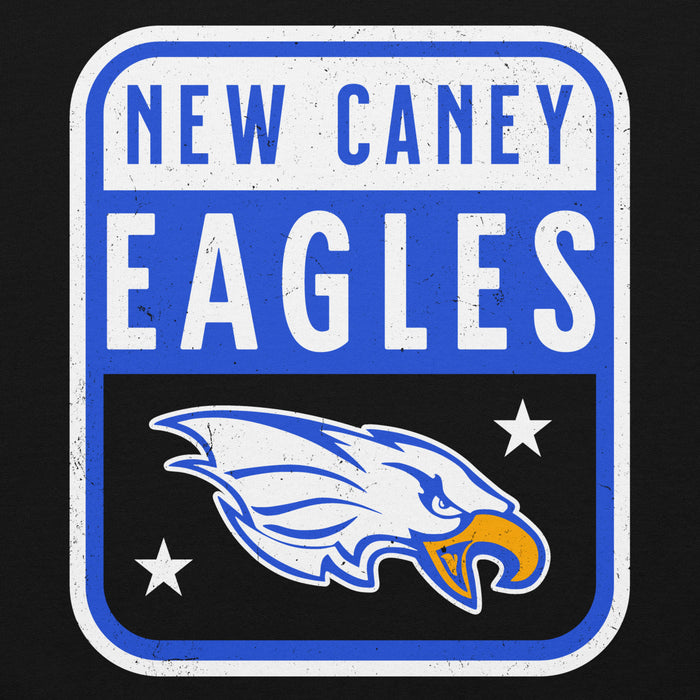 Close-up view of New Caney High School Eagles Black Classic Unisex Hoodie 001