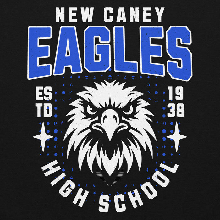 Close-up view of New Caney High School Eagles Black Classic Unisex Hoodie 204