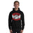 Man wearing North Shore High School Mustangs Black Classic Unisex Hoodie 242