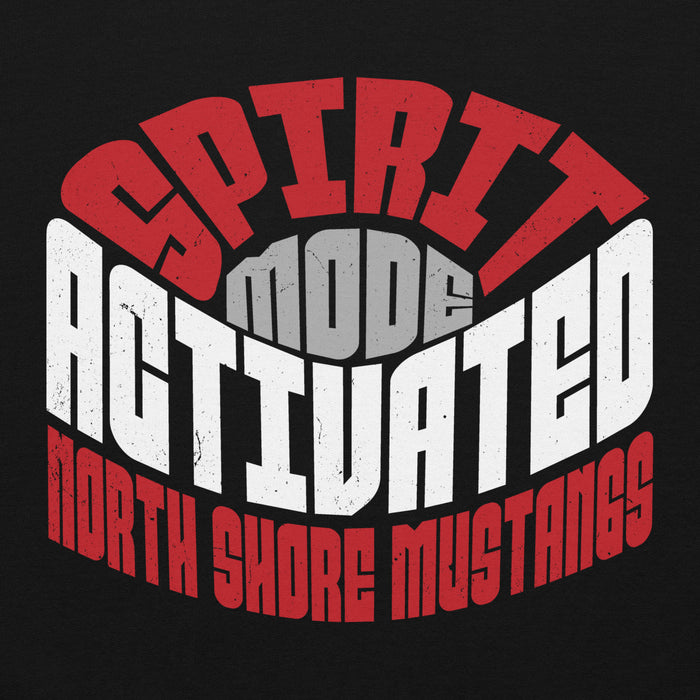 Close-up view of North Shore High School Mustangs Black Classic Unisex Hoodie 242