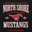 Close-up view of North Shore High School Mustangs Black Classic Unisex Hoodie 230