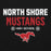Close-up view of North Shore High School Mustangs Black Classic Unisex Hoodie 003