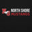 Close-up view of North Shore High School Mustangs Black Classic Unisex Hoodie 200
